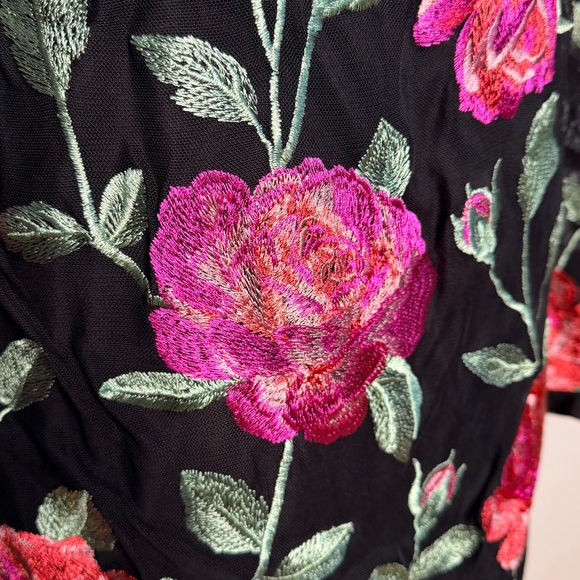 Siena Women's Floral Embroidered Mesh Black and Pink Bodycon Dress Size 16 - Picture 5 of 7
